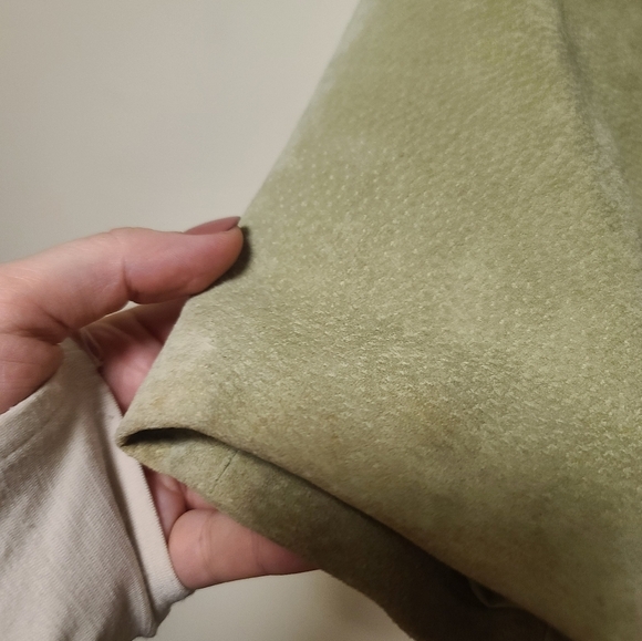 Live a Little Jacket Leather Suede Olive Green Snap closure sz xl - Picture 6 of 6